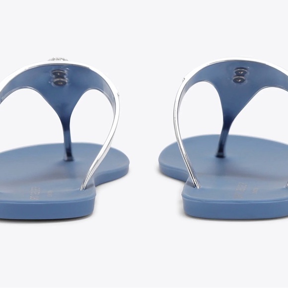 Kurt Geiger London Maddison T-Bar Metallic Silver and Blue Sandals Size 6 NEW - Picture 3 of 14